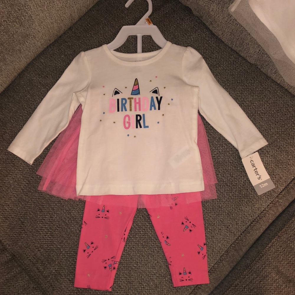 NWT Birthday Girl 🦄 2 piece shirt/pant tutu set